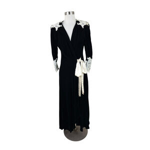 Jonquil By Diane Samandi Silk Velvet Old Hollywood Dressing Robe Tie Belt